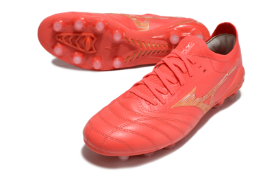 Men's Mizuno Morelia Neo 4 FG Firm Ground Low-Tops Football Boots - Red/Gold