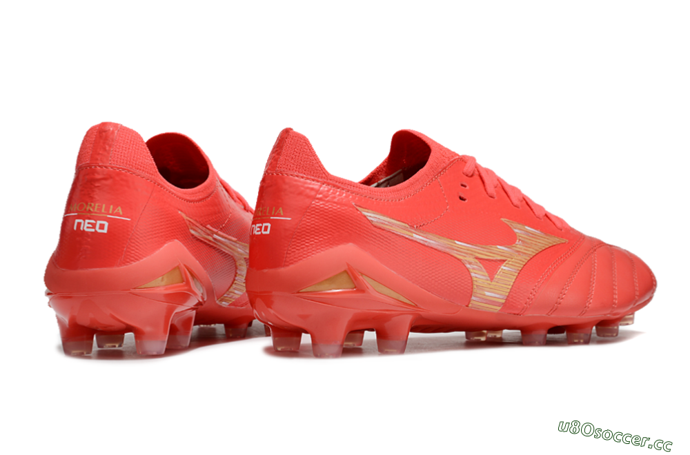 Men's Mizuno Morelia Neo 4 FG Firm Ground Low-Tops Football Boots - Red/Gold 6