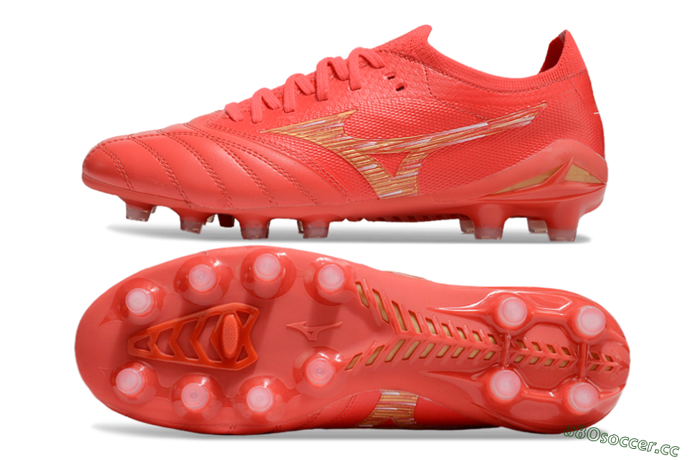 Men's Mizuno Morelia Neo 4 FG Firm Ground Low-Tops Football Boots - Red/Gold 1