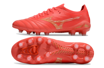 Men's Mizuno Morelia Neo 4 FG Firm Ground Low-Tops Football Boots - Red/Gold
