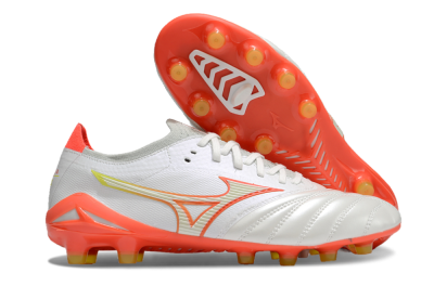 Men's Mizuno Morelia Neo 4 FG Firm Ground Low-Tops Football Boots - White/Red/Yellow
