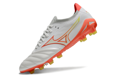 Men's Mizuno Morelia Neo 4 FG Firm Ground Low-Tops Football Boots - White/Red/Yellow