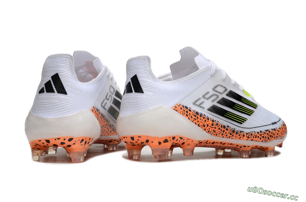 Men's Adidas F50 Elite FG Firm Ground Low-Tops Football Boots - White/Black/Leopard/Yellow 6