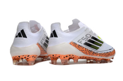 Men's Adidas F50 Elite FG Firm Ground Low-Tops Football Boots - White/Black/Leopard/Yellow