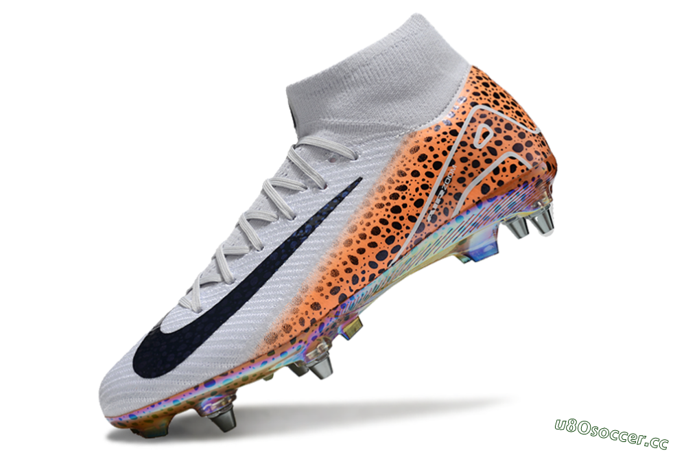 Men's Nike Air Zoom Mercurial Superfly 10 Elite SG Soft Ground High-Tops Football Boots - Grey/Black/Leopard 4