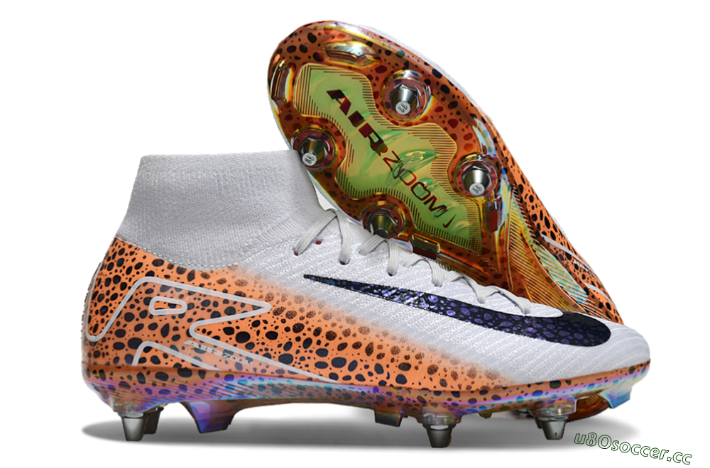Men's Nike Air Zoom Mercurial Superfly 10 Elite SG Soft Ground High-Tops Football Boots - Grey/Black/Leopard 2