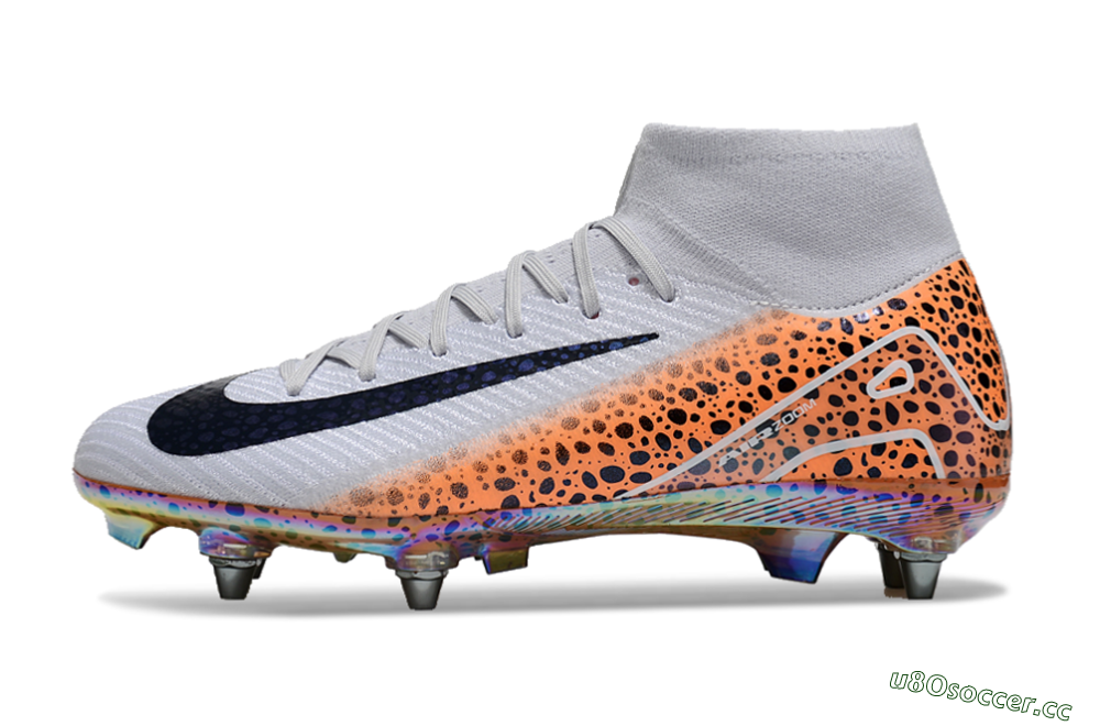 Men's Nike Air Zoom Mercurial Superfly 10 Elite SG Soft Ground High-Tops Football Boots - Grey/Black/Leopard 0