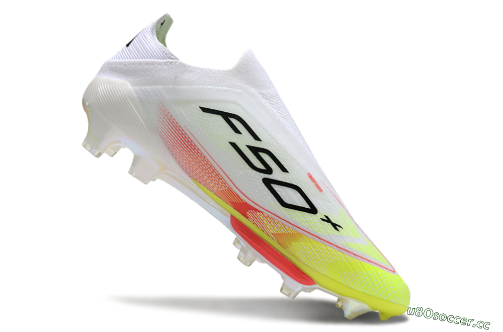 Men's Adidas F50+ Lightstrike Elite Laceless FG Firm Ground Low-Tops Football Boots - White/Red/Yellow 4