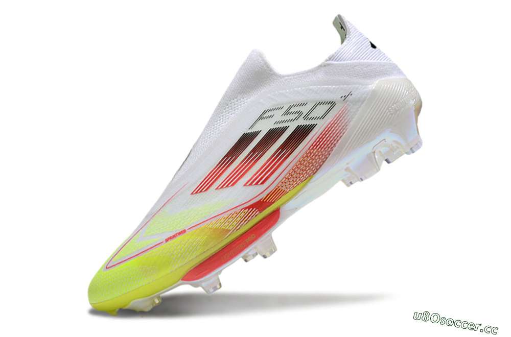 Men's Adidas F50+ Lightstrike Elite Laceless FG Firm Ground Low-Tops Football Boots - White/Red/Yellow 5
