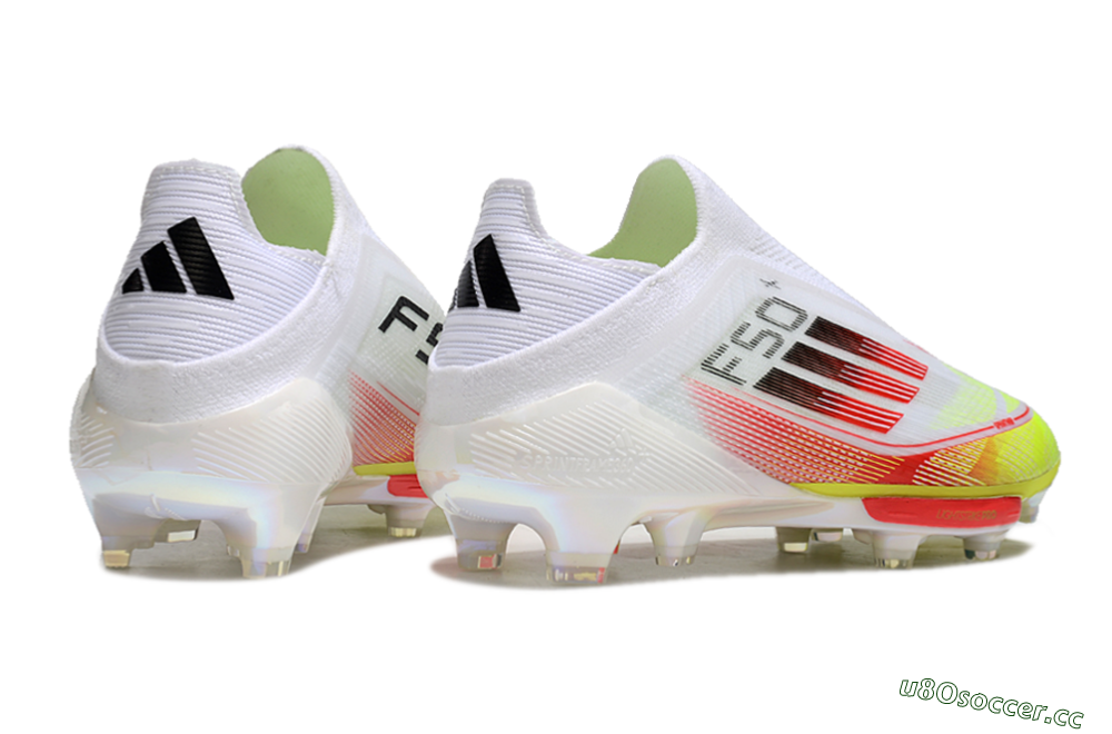 Men's Adidas F50+ Lightstrike Elite Laceless FG Firm Ground Low-Tops Football Boots - White/Red/Yellow 6