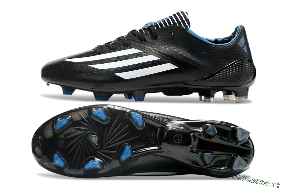 Men's Adidas F50 Adizero Elite FG Firm Ground Low-Tops Football Boots - Black/White/Blue 1