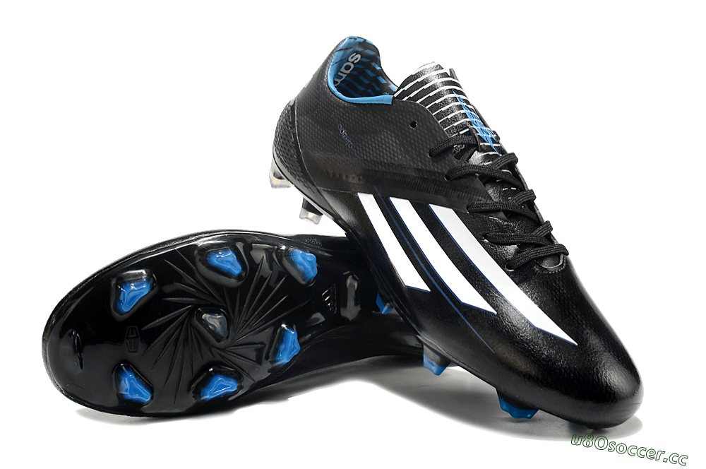 Men's Adidas F50 Adizero Elite FG Firm Ground Low-Tops Football Boots - Black/White/Blue 3