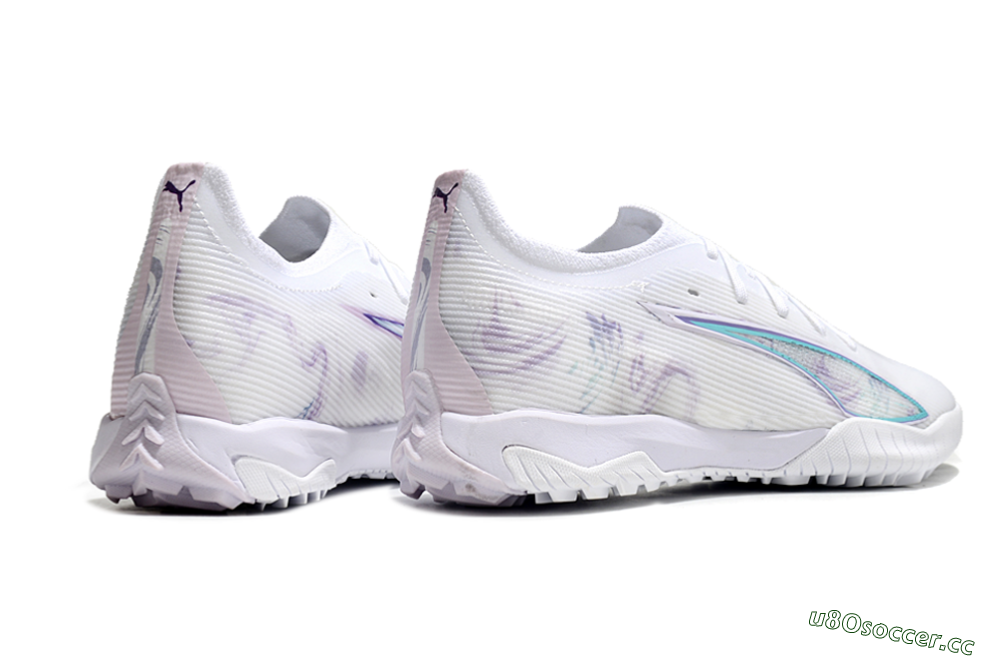 Men's Puma Ultra Ultimate TF Artificial Turf Low-Tops Football Shoes - White/Purple/Blue 6