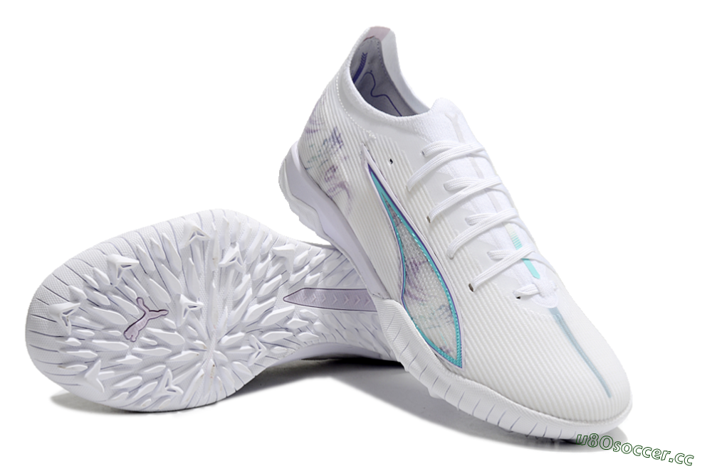 Men's Puma Ultra Ultimate TF Artificial Turf Low-Tops Football Shoes - White/Purple/Blue 3