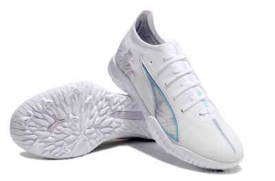 Men's Puma Ultra Ultimate TF Artificial Turf Low-Tops Football Shoes - White/Purple/Blue