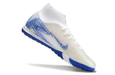 Men's Nike Air Zoom Mercurial Superfly 10 Elite TF Artificial Turf High-Tops Football Shoes - Beige/White/Blue