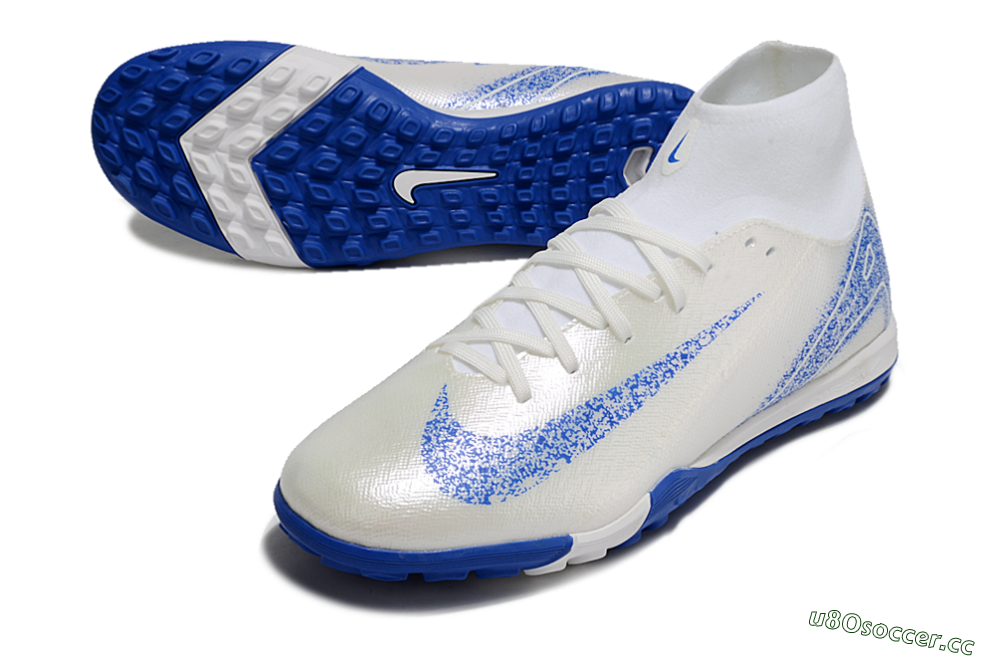 Men's Nike Air Zoom Mercurial Superfly 10 Elite TF Artificial Turf High-Tops Football Shoes - Beige/White/Blue 3