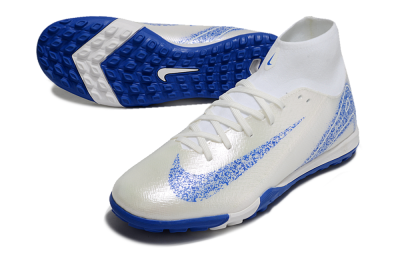 Men's Nike Air Zoom Mercurial Superfly 10 Elite TF Artificial Turf High-Tops Football Shoes - Beige/White/Blue