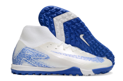 Men's Nike Air Zoom Mercurial Superfly 10 Elite TF Artificial Turf High-Tops Football Shoes - Beige/White/Blue