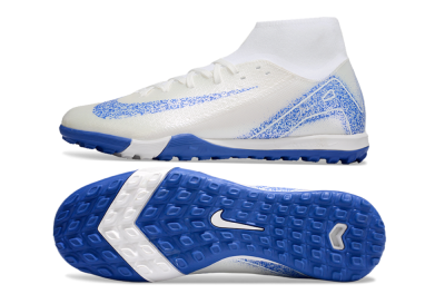 Men's Nike Air Zoom Mercurial Superfly 10 Elite TF Artificial Turf High-Tops Football Shoes - Beige/White/Blue