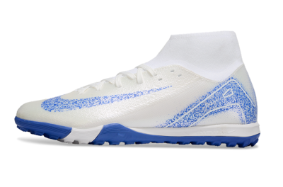 Men's Nike Air Zoom Mercurial Superfly 10 Elite TF Artificial Turf High-Tops Football Shoes - Beige/White/Blue