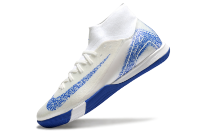 Men's Nike Air Zoom Mercurial Superfly 10 Elite IC Indoor & Futsal High-Tops Football Shoes - Beige/White/Blue