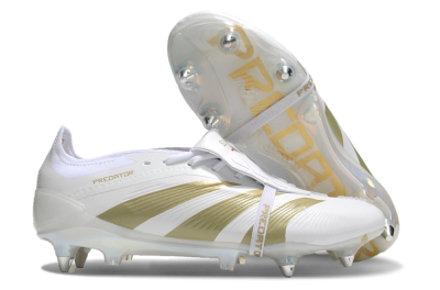 Men's Adidas Predator Elite Foldover Tongue SG Soft Ground Low-Tops Football Boots - Beige/White/Gold
