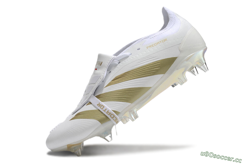 Men's Adidas Predator Elite Foldover Tongue SG Soft Ground Low-Tops Football Boots - Beige/White/Gold 5