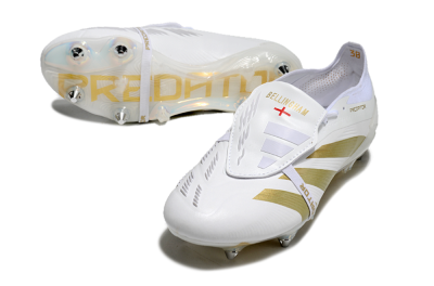 Men's Adidas Predator Elite Foldover Tongue SG Soft Ground Low-Tops Football Boots - Beige/White/Gold