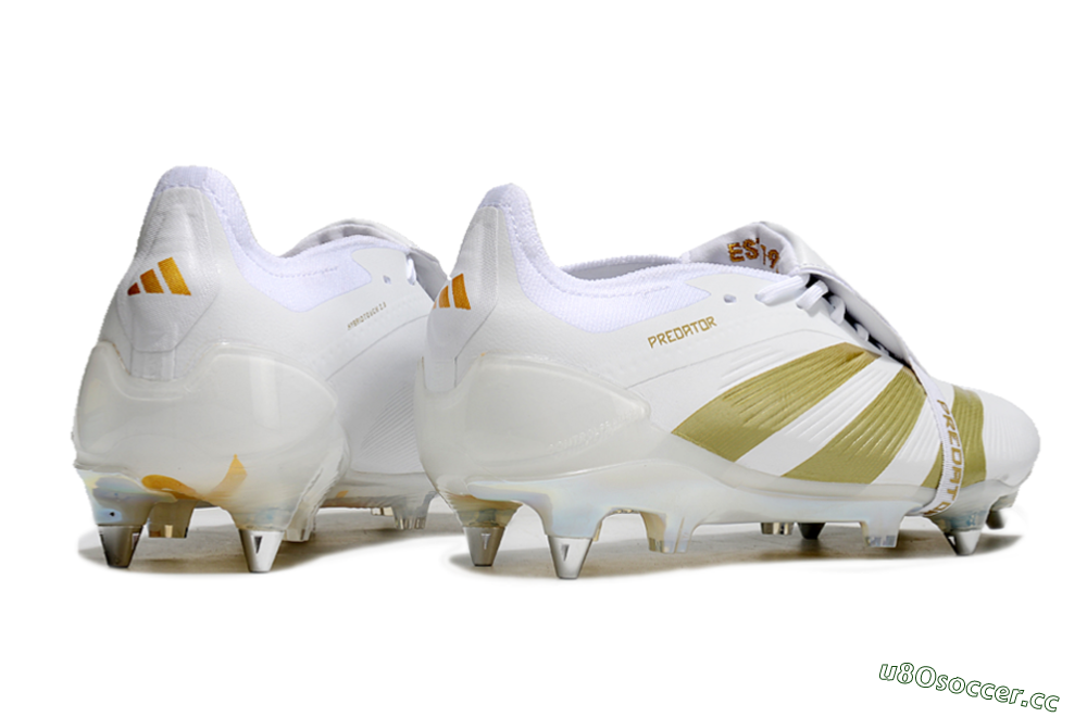 Men's Adidas Predator Elite Foldover Tongue SG Soft Ground Low-Tops Football Boots - Beige/White/Gold 6