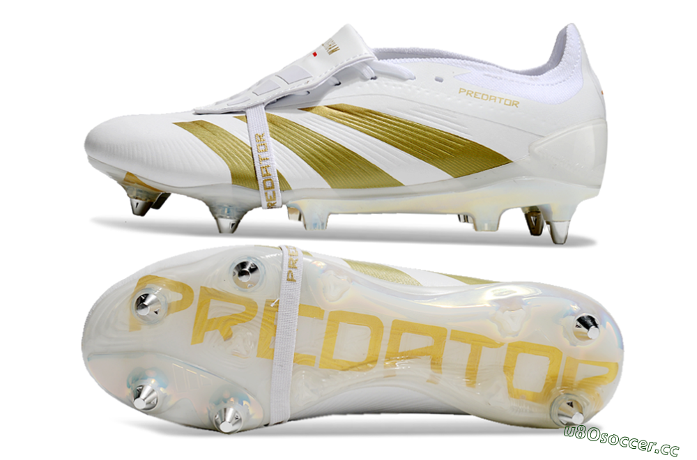 Men's Adidas Predator Elite Foldover Tongue SG Soft Ground Low-Tops Football Boots - Beige/White/Gold 1