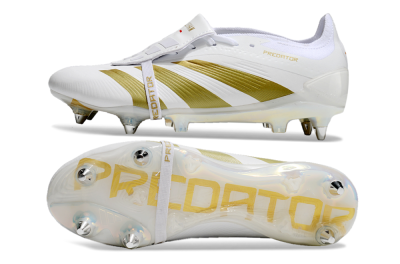 Men's Adidas Predator Elite Foldover Tongue SG Soft Ground Low-Tops Football Boots - Beige/White/Gold
