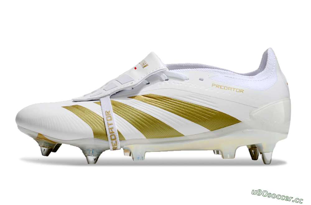 Men's Adidas Predator Elite Foldover Tongue SG Soft Ground Low-Tops Football Boots - Beige/White/Gold 0