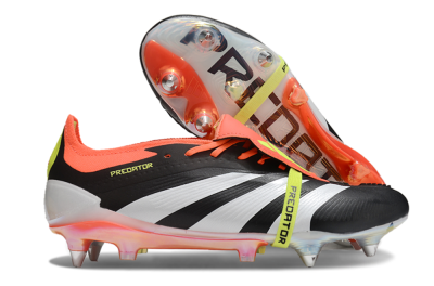 Men's Adidas Predator Elite Foldover Tongue SG Soft Ground Low-Tops Football Boots - Black/White/Red