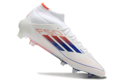 Men's Adidas F50 Elite Mid FG Firm Ground High-Tops Football Boots - White/Blue/Red