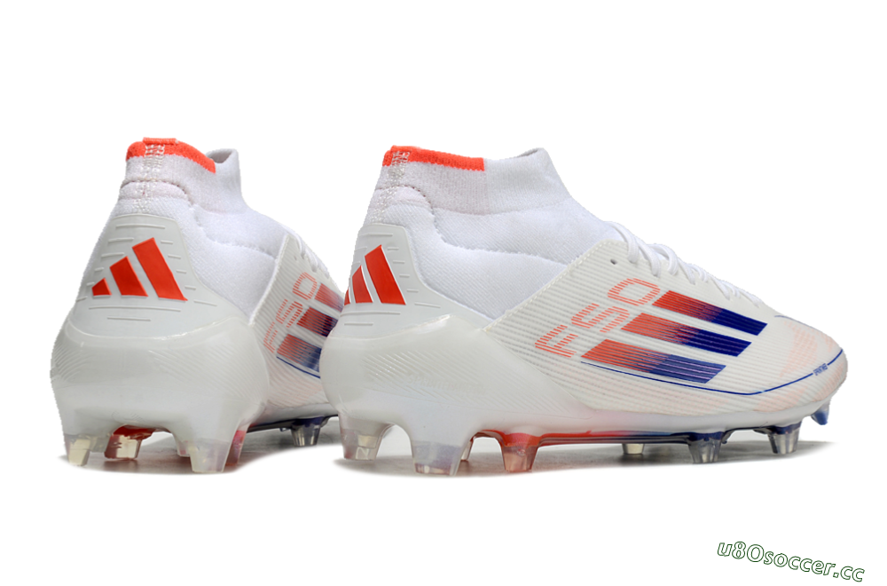 Men's Adidas F50 Elite Mid FG Firm Ground High-Tops Football Boots - White/Blue/Red 6