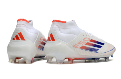 Men's Adidas F50 Elite Mid FG Firm Ground High-Tops Football Boots - White/Blue/Red