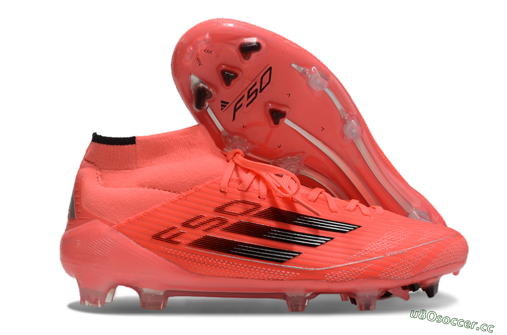 Men's Adidas F50 Elite Mid FG Firm Ground High-Tops Football Boots - Red/Black/Silver 2