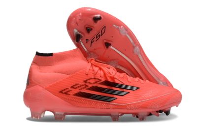 Men's Adidas F50 Elite Mid FG Firm Ground High-Tops Football Boots - Red/Black/Silver