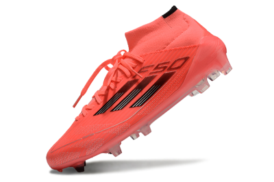 Men's Adidas F50 Elite Mid FG Firm Ground High-Tops Football Boots - Red/Black/Silver