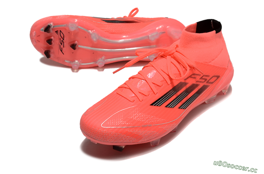 Men's Adidas F50 Elite Mid FG Firm Ground High-Tops Football Boots - Red/Black/Silver 3