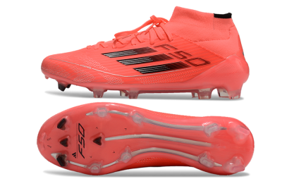 Men's Adidas F50 Elite Mid FG Firm Ground High-Tops Football Boots - Red/Black/Silver