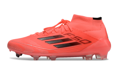 Men's Adidas F50 Elite Mid FG Firm Ground High-Tops Football Boots - Red/Black/Silver