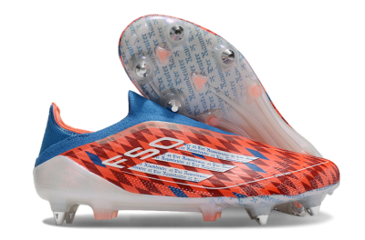 Men's Adidas F50 Elite Laceless SG Soft Ground Low-Tops Football Boots - Red/Blue/White