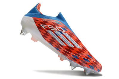 Men's Adidas F50 Elite Laceless SG Soft Ground Low-Tops Football Boots - Red/Blue/White