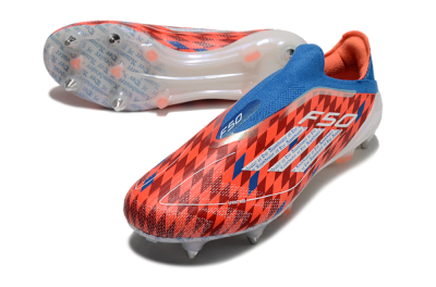 Men's Adidas F50 Elite Laceless SG Soft Ground Low-Tops Football Boots - Red/Blue/White