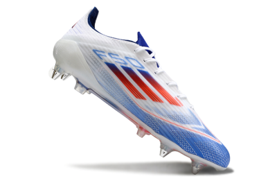 Men's Adidas F50 Elite SG Soft Ground Low-Tops Football Boots - White/Blue/Red