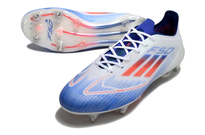 Men's Adidas F50 Elite SG Soft Ground Low-Tops Football Boots - White/Blue/Red