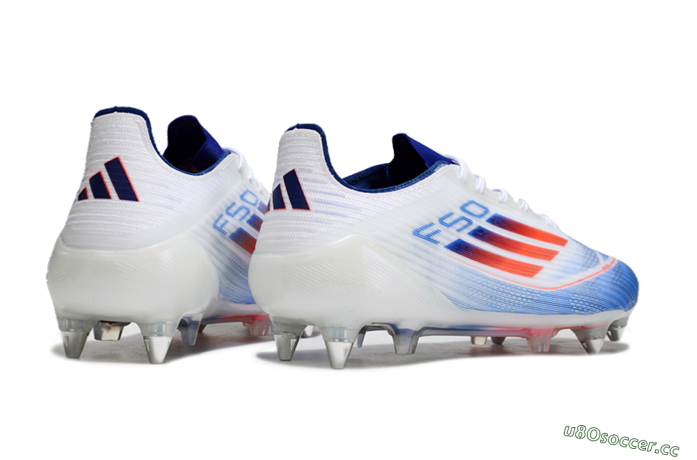 Men's Adidas F50 Elite SG Soft Ground Low-Tops Football Boots - White/Blue/Red 6