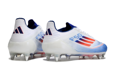 Men's Adidas F50 Elite SG Soft Ground Low-Tops Football Boots - White/Blue/Red